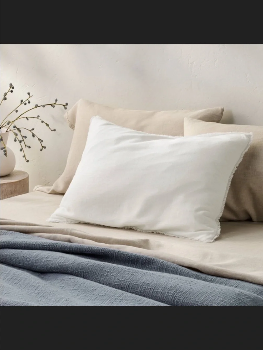 Casaluna White Fringed Set of Pillow Shams - King